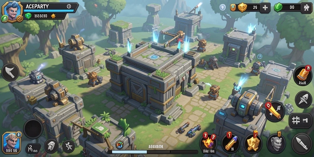Screenshot ACEPARTY menampilkan aksi seru dalam permainan Tower Defense.