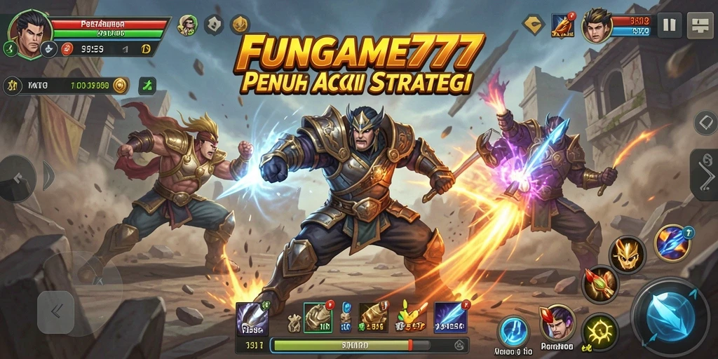 Tangkapan layar FUNGAME777 menampilkan aksi pertarungan epik yang mendebarkan.