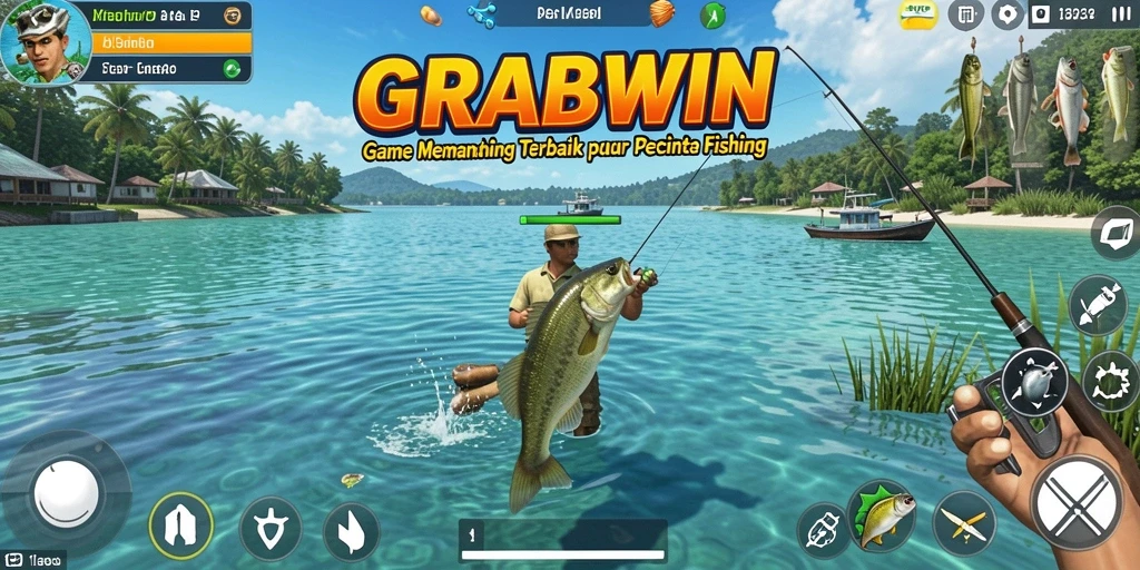 Gameplay GRABWIN yang menarik dengan banyak lokasi memancing.