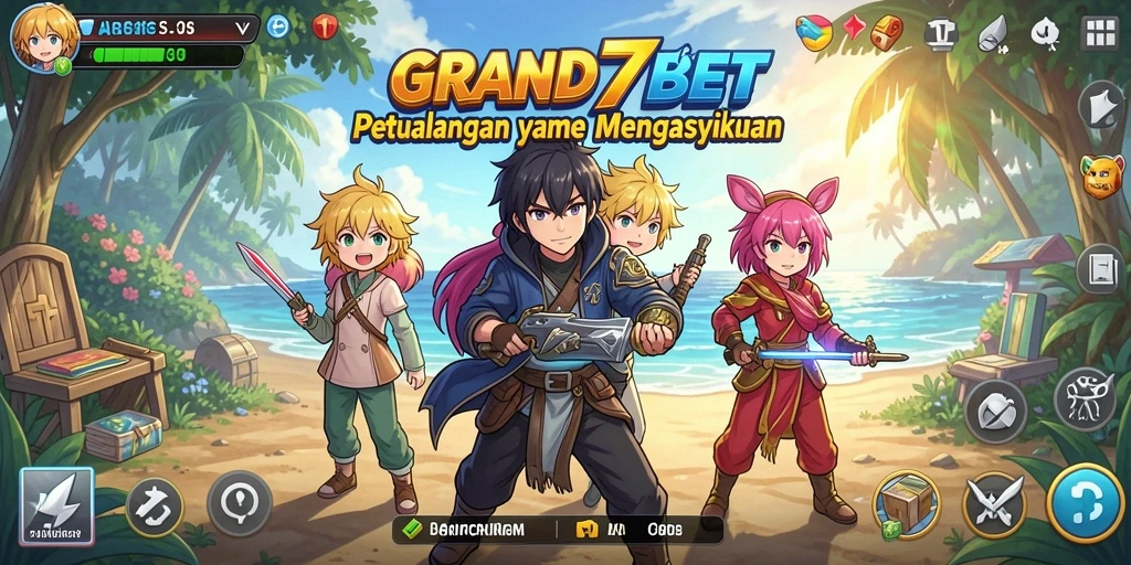 Tampilan gameplay unik dari GRAND77BET yang penuh warna dan aksi.