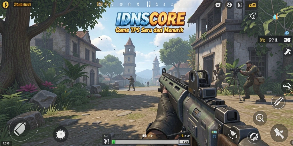 Screenshot IDNSCORE menampilkan aksi menegangkan di medan pertempuran TPS.