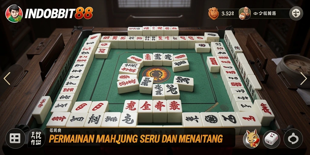 Screenshot gameplay INDOBIT88 menampilkan keseruan bermain Mahjong.
