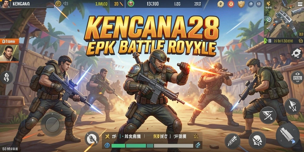 Screenshot KENCANA28 menunjukkan aksi pertarungan Battle Royale yang seru.