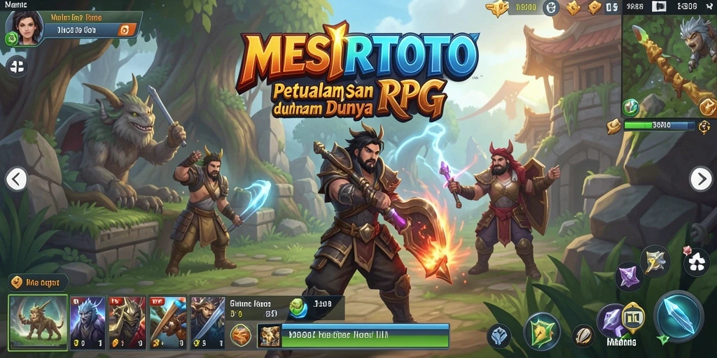 Screenshot gameplay MESIRTOTO menampilkan karakter dalam petualangan RPG yang epik.