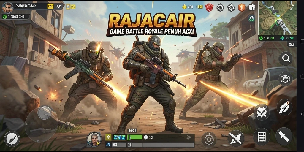 Tampilan gameplay menegangkan di RAJACAIR dengan pertempuran intens.