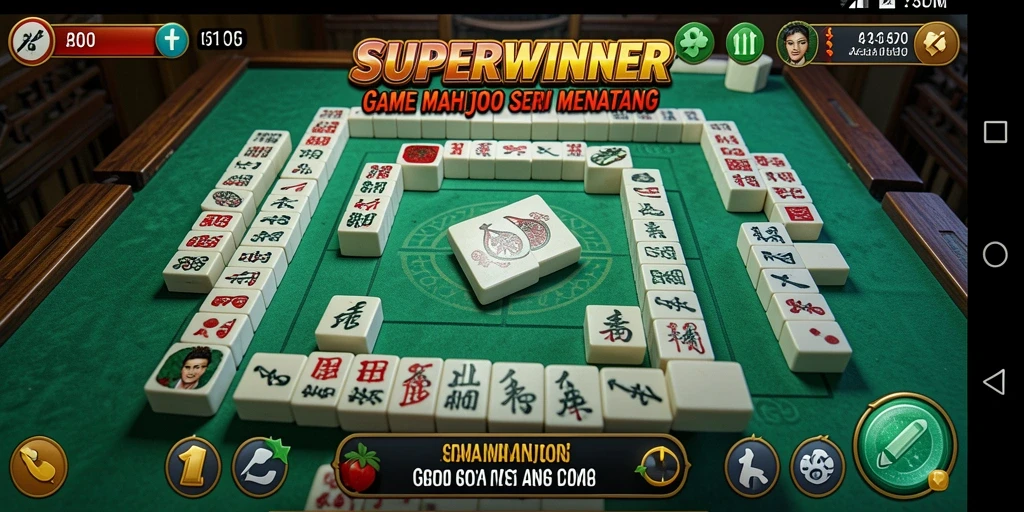 Gameplay seru dalam SUPERWINNER dengan ubin Mahjong.